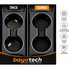 Bayırtech Araba Bardak Altlığı Silikon Araç Içi Kaymaz Mat Telefon Para Malzeme Tutucu Siyah Renk 65 mm