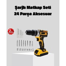 24 Parça Çift Bataryalı Akülü Darbeli Matkap – Güçlü Motor Metal Dişli Le - SPTROT6753-7