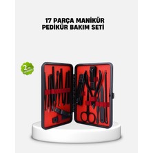 17 Parça Profesyonel Manikür Pedikür Seti Paslanmaz Çelik Siyah Kutu - SPTROT6887-7795
