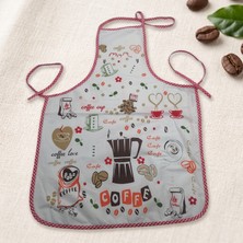Veraura Lifestyle Lüks Pvc Mutfak Önlüğü - Kahve Desenli - Su Geçirmez - Pembe Biyeli