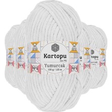 5 Adet Yumurcak Kadife El Örgü Ipi Kar Beyaz K010 - Kartopu Mudanis
