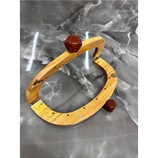 Velanee 24 cm Doğal Ahşap Çanta Bursu – Kahverengi Taşlı Model