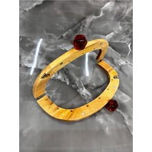Velanee 24 cm Doğal Ahşap Çanta Bursu Bordo Taşlı Model 1 Adet