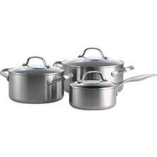Greenpan Geneva 6 Parça Tencere Seti | Thermolon™ Seramik Yüzey | Pfas Içermez | 3 Katmanlı Paslanmaz Çelik | Cam Kapaklı | Indüksiyon Uyumlu | 220°C
