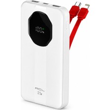 Raylax 10000 Mah 2xusb 1xpd Hızlı Şarj 22.5W Type-C Lightning Powerbank Dahili Kablolu