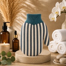 Sterk 1 Adet Mavi Zebra Premium Banyo Duş Kesesi Peeling Eldiveni %100 Natural Normal Ciltler Için