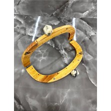 Velanee 24 cm Doğal Ahşap Çanta Bursu Mermer Desenli Taşlı Model