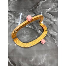 Velanee 24 cm Doğal Ahşap Çanta Bursu Pembe Taşlı Model