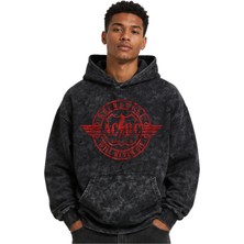 Sevbano Ac Dc Rock Metal Müzik Grubu Baskılı Unisex Oversize Yıkamalı Premium Hoodie Sweatshirt