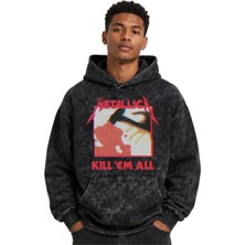 Sevbano Metallica Rock Metal Müzik Grubu Baskılı Unisex Oversize Yıkamalı Premium Hoodie Sweatshirt