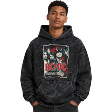 Sevbano Ac Dc Rock Metal Müzik Grubu Baskılı Unisex Oversize Yıkamalı Premium Hoodie Sweatshirt
