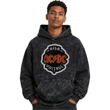 Sevbano Ac Dc Rock Metal Müzik Grubu Baskılı Unisex Oversize Yıkamalı Premium Hoodie Sweatshirt