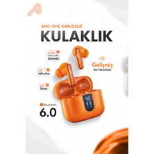 Ensiga Bluetooth 6.0 Kablosuz Kulaklık Turuncu Renk, Ergonomik Tasarım ve Çift Mikrofon Özellikleriyle