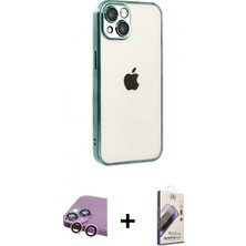Marsilyan™- iPhone 15 Kılıf Vadi Minimal - Siyah Bilvis 3D Mat Cam Ekran Koruyucu + Raze Metal Kamera Lens - Pe