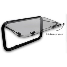 Babarvy Amortisörlü Karavan Penceresi & Karavan Camı 30x50 cm 90° açılır (Beyaz) Perde-Sineklik Dahil