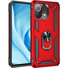 Etorva Store Xiaomi Mi 11 Lite Kılıf Sofya Yüzüklü Silikon Kapak - Kırmızı