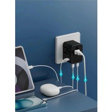Etorva Store 25W Evrensel Seyahat Adaptörü, Eu/us/uk/au Priz Dönüştürücü, 1x Usb, 2x Type-C Hızlı Şarj