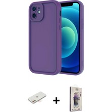 Marsilyan™- iPhone 11 Kılıf Yankı Yansıma Özel Seri - Siyah Bilvis 3D Cam Ekran Koruyucu + Renkli Kamera Lens Koruma Cam - Yl