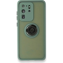 Etorva Store Samsung Galaxy S20 Ultra Kılıf Montreal Yüzüklü Silikon Kapak - Yeşil