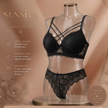 Sensiva Lingerie Sütyen Takım Dolgulu Çapraz Ipli Konforlu Esnek Şık Görünüm Tekli Paket ( Siyah )