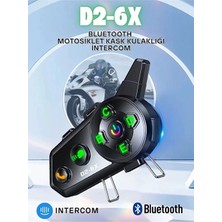 Etorva Store D2-6x 1000M Mesafeli 6 Kanallı Intercom Bluetooth Motosiklet Kask Kulaklığı Intercom Kulaklık