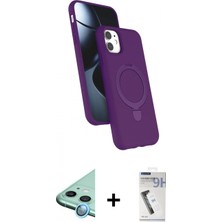 Marsilyan™- iPhone 11 Kılıf Iz Işık Koleksiyonu - Şeffaf Uv Polymer Nano Ekran Koruyucu + Raze Metal Kamera Lens - Mı