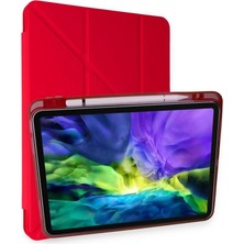 Etorva Store Apple Ipad Pro 11 (2024) Kılıf Kalemlikli Mars Tablet Kılıfı - Kırmızı