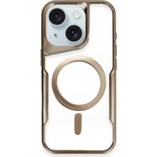 Etorva Store Apple Iphone 15 Plus Kılıf Boyi Magsafe Silikon Kapak - Kahverengi
