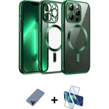 Marsilyan™- iPhone 12 Pro Kılıf Nova Işık Özel Seri - Siyah 3D Antistatik Cam Ekran Koruyucu + Metal Kamera Lens Koruma Cam - Mı