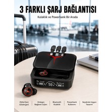 Belle Fusion Mey Ithalat® Tws Powerbank Kutulu Dijital Göstergeli Bluetooth Kulaklık Kablosuz Kulakiçi Kulak