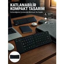 Asil Sepet Asiltech Kablosuz Katlanabilir Bluetooth Klavye Telefon Tablet Bilgisayar Uyumlu