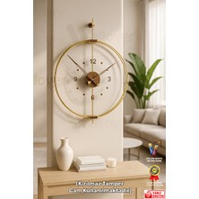 UltraNova Lüks Çift Çemberli Xl Boy Rosa Gold/ceviz Duvar Saati, 60X75CM