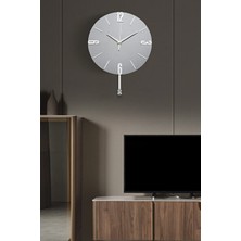 UltraNova Füme Aynalı Tokmak Detaylı LED Işıklı Duvar Saati - 30CM Gümüş Renkli