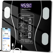 ALFA AKSESUAR 03 Akıllı Kablosuz Dijital Banyo ve Vücut Yağ Ağırlık Ölçeği Vücut Kompozisyonu Analizörü Bluetoothlu Tartı