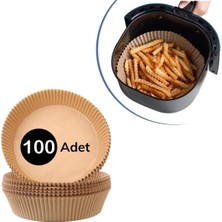 Sinerjim 100 Adet  Air Fryer Pişirme Kağıdı Tek Kullanımlık  Yağlı Kağıdı Yuvarlak Tabak Model