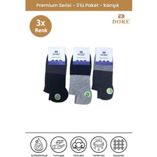 Dore 3 Çift Premium Terletmeyen Konfor Modeli Nefes Alan Dikişsiz Kalın Çizgili Patik Çorap Karışık 40-44