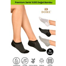 Dore 3 Çift Bambu Ultra Comfort Terletmeyen Yumuşak Lastiksiz Dikişsiz Premium Kısa Çorap Siyah - Beyaz - Gri 36-39