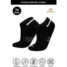 Dore Unisex 1 Çift Premium Bambu Trainer Esnek Konfor Modeli 4 Mevsim Spor & Günlük Kısa Çorap Siyah 36-39