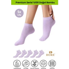 Dore Kadın 5 Çift Bambu Ultra Comfort Terletmeyen Spor Ayakkabı Sneaker Premium Patik Çorap Lila 36-39