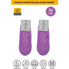 Dore Kadın 2 Çift Kaymaz Taban Pilates Yoga Dans Bale Plates Kaydırmaz Çorap - Standart Beden Lila 36 - 42