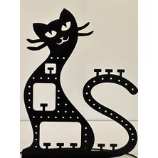UltraNova Ahşap Kedi Figürlü Takı ve Küpe Standı, Dekoratif ve Işlevsel