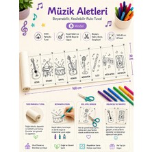Kanvassepetinet Boyanabilir Kesilebilir Rulo Tuval Müzik Aletleri 8 Model Çocuk Boyama Seti 160X30 cm