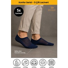 Dore 5 Çift Yazlık Lüks Modal Ultra Comfort Spor Ayakkabı Dikişsiz Görünmez Kısa Çorap Lacivert 40-44