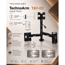 Technoloby Technoarm Tay-03 Kasiyer Standı, Kasa Standı, Monitör Standı, Pos Cihazı Tutucu, Adisyon Yazıcı Standı, Barkod Okuyucu Standı, Vesa Monitör Kolu, Market Kasa Standı, Restoran Pos Standı.