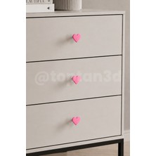 Toptan3D (4 Cm) Pembe Kalp Dolap Kulpu, Mobilya Kulbu - Bebek, Çocuk Oda Aksesuar, Kalp Kulp (Kulp Vidası Dahildir)