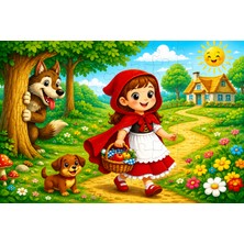 Maketçiniz Ahşap+Eva Puzzle Yapboz 12 Parça Kırmızı Başlıklı Kız