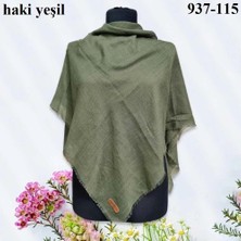 Soft İpek Soft Ipek Düz Renk Flamlı Pamuk Eşarp (Haki Yeşil) 937-115
