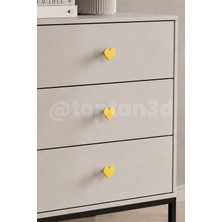 Toptan3D (4 Cm) Sarı Kalp Dolap Kulpu, Mobilya Kulbu - Bebek, Çocuk Oda Aksesuar, Kalp Kulp (Kulp Vidası Dahildir)
