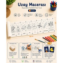 Kanvassepetinet Boyanabilir Kesilebilir Rulo Tuval Uzay Macerası 8 Model Çocuk Boyama Seti 160X30 cm