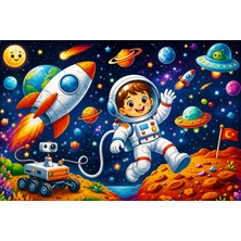 Maketçiniz Ahşap+Eva Puzzle Yapboz 12 Parça Uzay